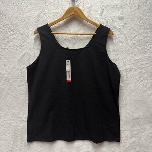 Talbots Reversible Two-Way Tank Top Womens 2X Black Soft Cotton Stretch V-Neck